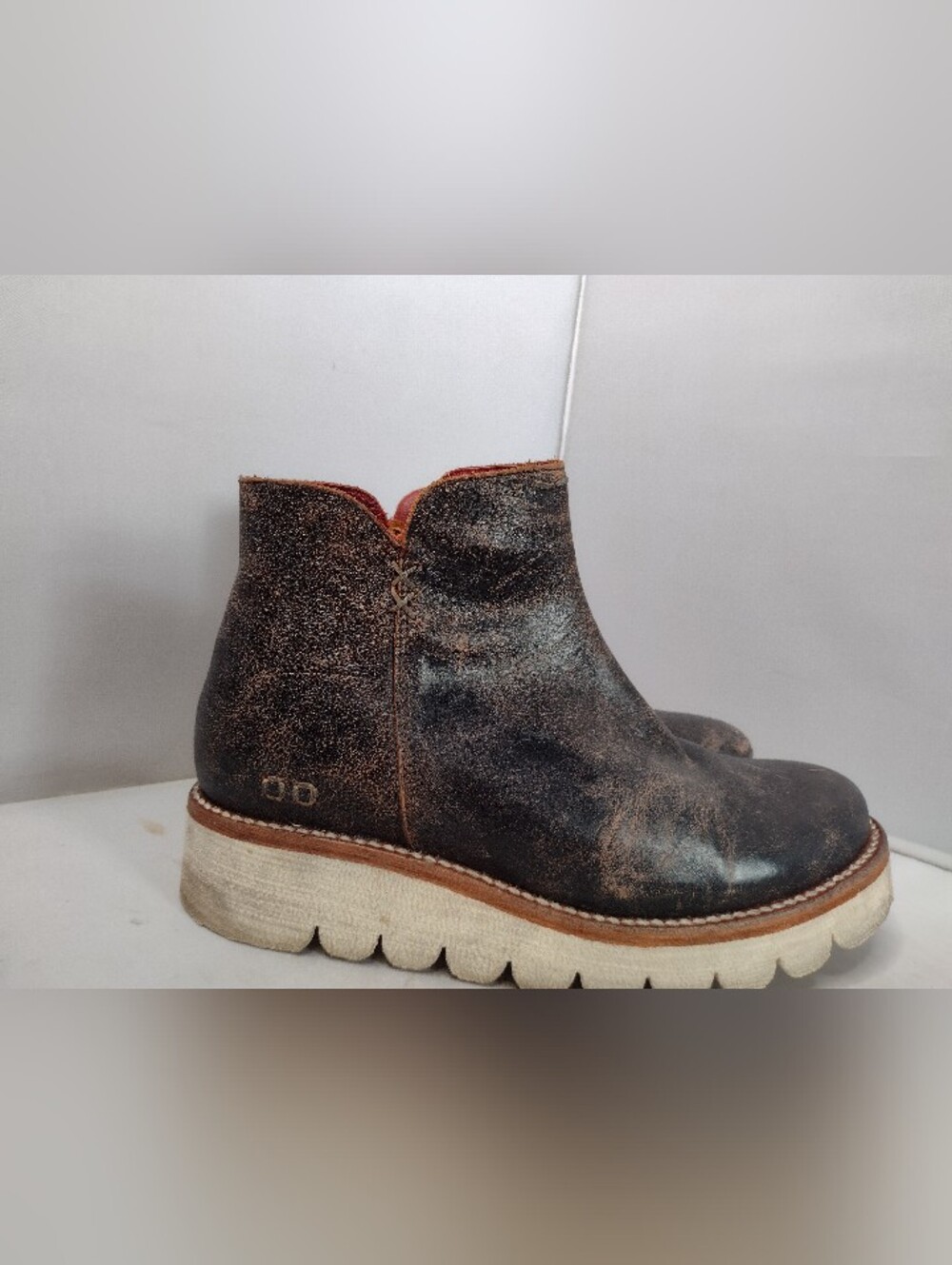 Bed Stu Women's Lydyi 8 Brown Leather Side Zip Ankle Boots Booties Platform A23 - Picture 6 of 10